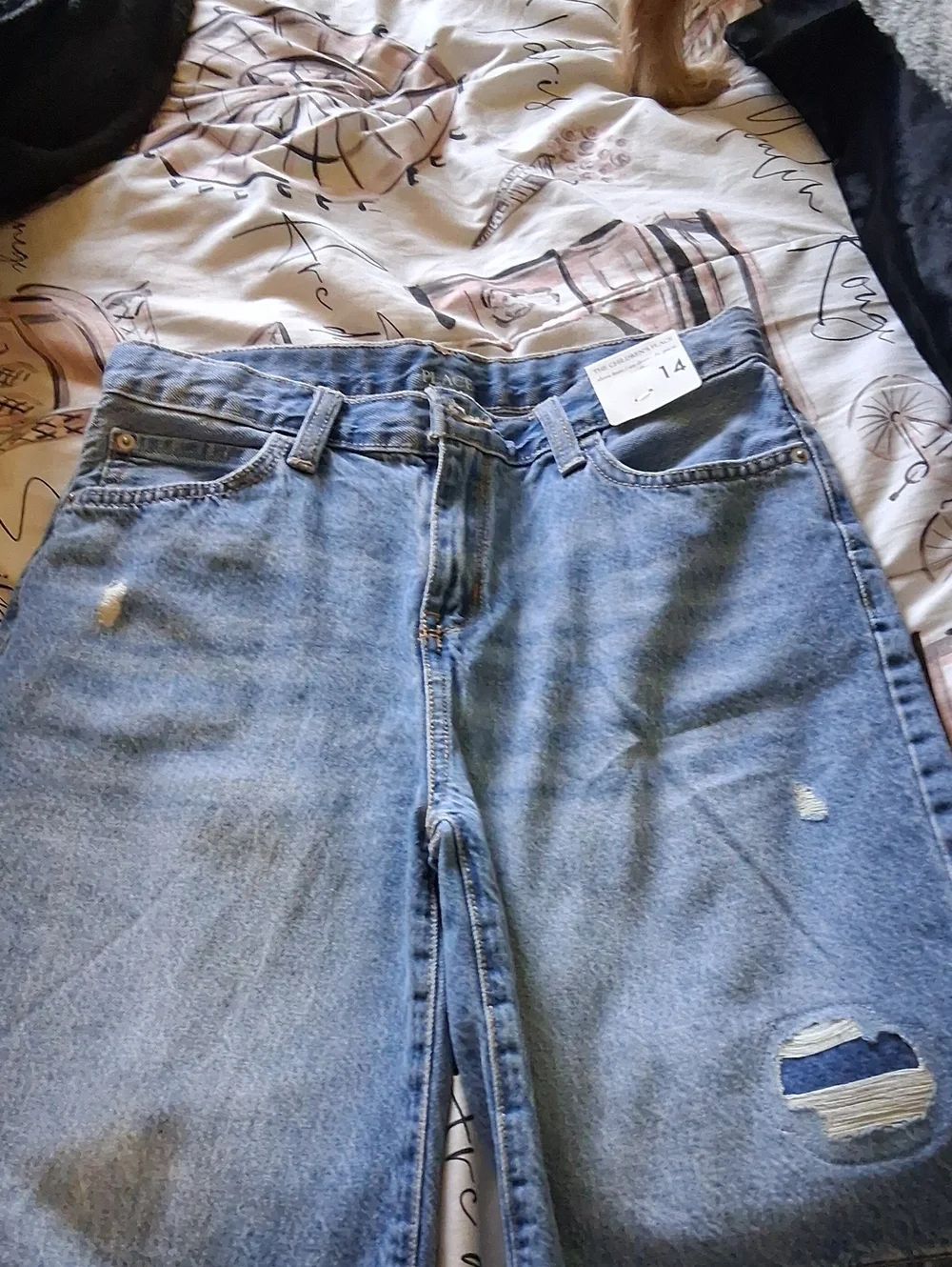 The Children's Place Light Blue Ripped Denim Shorts